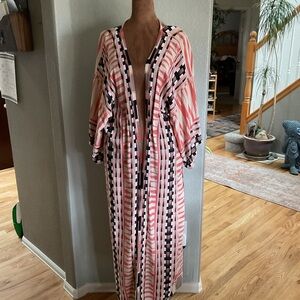 Orange and brown Patterned Kimono